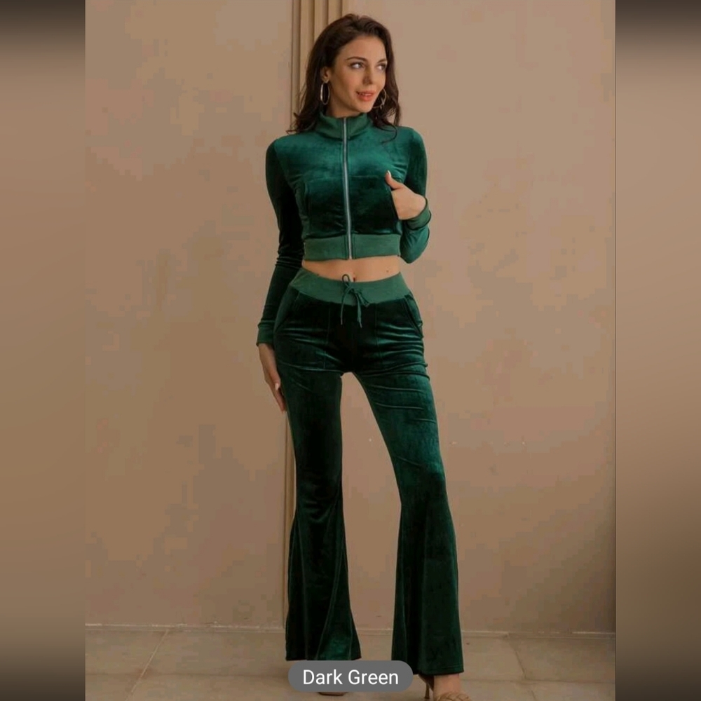 SHEIN Dark Green Velour Set